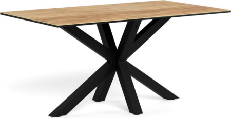 Spisebord Signature Solenne 160Ã90 cm, keramisk vild eg-look bordplade, mat sort stålstel